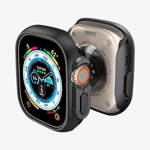 ACS05458 - Apple Watch Ultra (Apple Watch (49mm)) Case Thin Fit in black showing the front